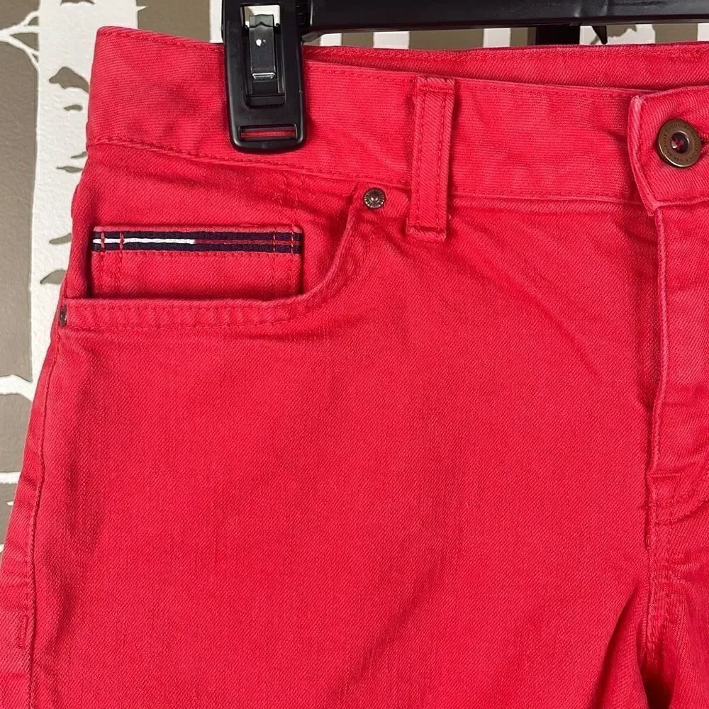 Tommy Hilfiger Red Frayed Hem Jean Shorts 2